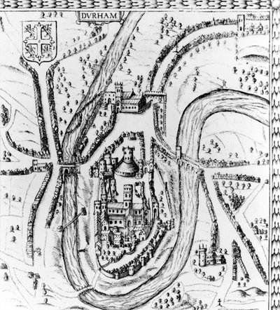 Mapa de la ciudad de Durham, c.1662 de John Speed